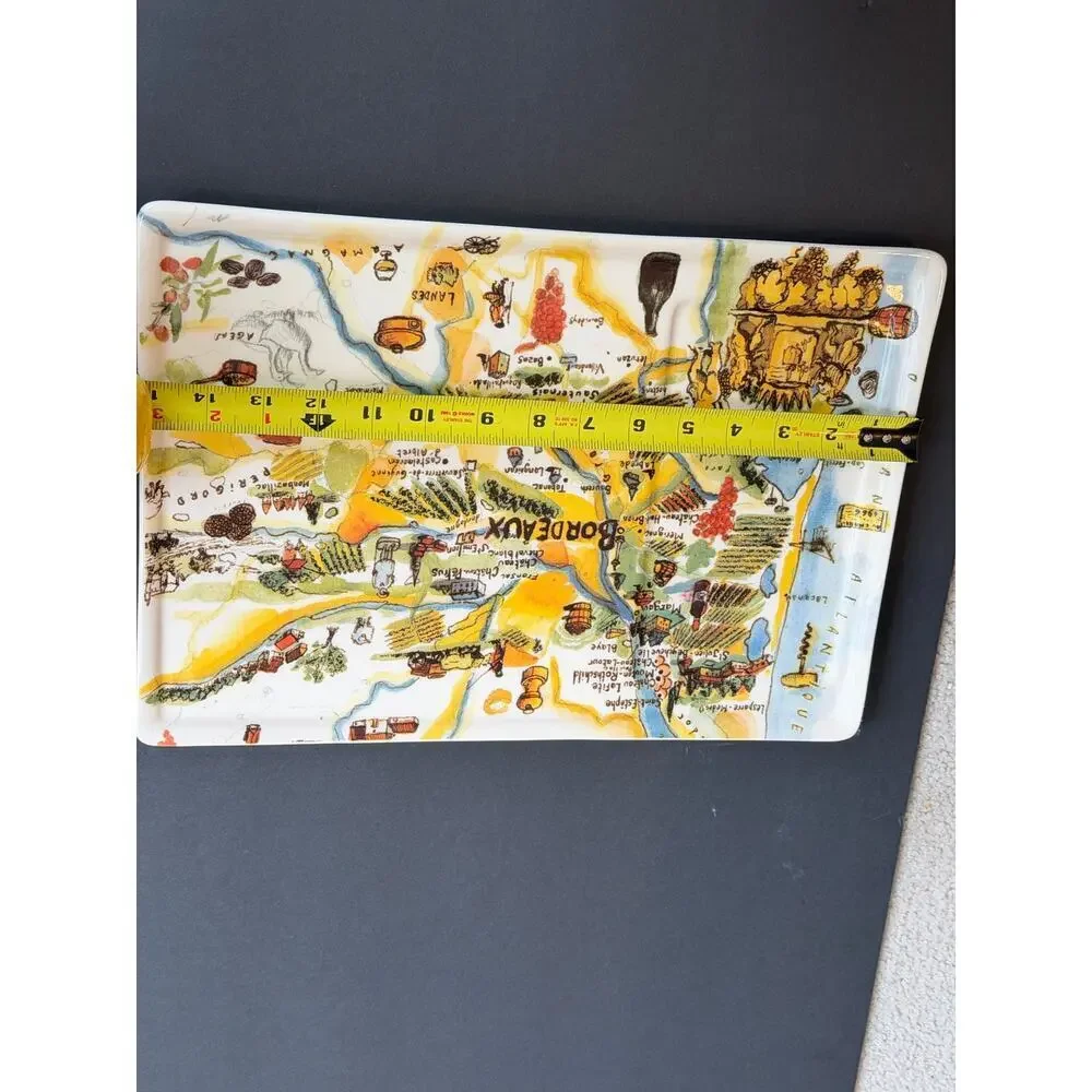 Williams-Sonoma Marc Lacaze 2009 Bordeaux Wine Map Ceramic Serving Platter Tray